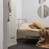 WOOOD Bež kovinska postelja z letvenim dnom 90x200 cm Mata – | Shoptok.si