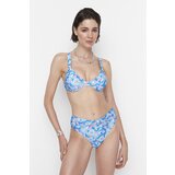 Trendyol Blue Floral Pattern High Waist Bikini Bottom | ePonuda.com
