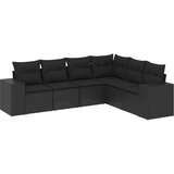  6-dijelni set vrtnih sofa s jastucima crni od poliratana | shoptok.hr