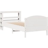 vidaXL Posteljni okvir z vzglavjem bel 75x190 cm trdna borovina, (21303654) | Shoptok.si
