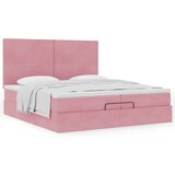  Otomanski posteljni okvir z vzmetnicami roza 200x200cm žamet, (22054110) | Shoptok.si