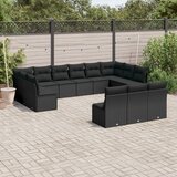 vidaXL 13-dijelni set vrtnih sofa s jastucima poliratan crni Cijene