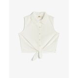 Koton Crop Shirt Front Tie Detailed Sleeveless Collar Embroidered Cene