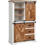 MID.YOU VITRINA, masivno mangov les naravne barve, črna, bela | Shoptok.si