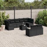  10-dijelni set vrtnih sofa s jastucima crni od poliratana | shoptok.hr