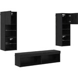 TV zidna jedinica Zidne 6 pcs Crni hrast Konstruirano drvo | shoptok.hr