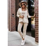 numoco basic 630-1 Warm cardigan with pockets and cuffs on the sleeves - beige | Shoptok.si