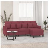 vidaXL Trosjed s tabureom crvena boja vina 180 cm od tkanine cijene