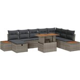 vidaXL Vrtna sedežna garnitura z blazino 9 pcs Siva poli ratan, (5000153194) | Shoptok.si