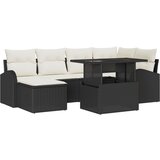 vidaXL 7-delna vrtna sedežna garnitura z blazinami Črn poli ratan, 2-sedežna vrtna sofa s shranjevanjem in blazinami Črn poli ratan Cene