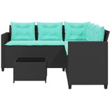  Vrtna sofa sa stolom i jastucima L-oblika crni poli ratan | Eponuda.com