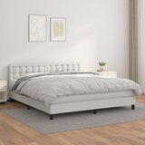 Maison Chic Box spring postelja - Vzmetna postelja z vzmetnico bela 180x200 cm umetno usnje SL21157, (21892865) | Shoptok.si
