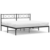  Metalni okvir za krevet s uzglavljem crni 193x203 cm | shoptok.hr