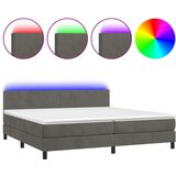 vidaXL Box spring postelja z vzmetnico LED temno siva 200x200 cm žamet, (20789746) Cene