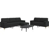  3-dijelni set sofa s tabureom i jastucima crni tkanina | shoptok.hr