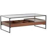 Jotex Klubska mizica s stekleno mizno ploščo v temni naravni barvi 60x120 cm Sveg – Cene
