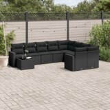 vidaXL 10-dijelni set vrtnih sofa s jastucima crni od poliratana | shoptok.hr
