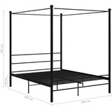  Okvir za krevet s nadstrešnicom crni metalni 160 x 200 cm | Eponuda.com