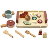 Ginger Home Dečiji drveni kuhinjski set sa šporetom, posuđem, priborom za jelo i seckanjem hrane, prirodno drvo ( W10B464 ) | Eponuda.com