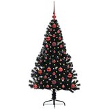 vidaXL Umjetna preddekorirana božićna jelka Črna 120 cm PVC | Shoptok.si