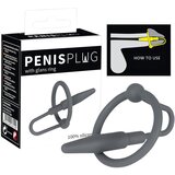 Penis Plug - silikonski obroček z uretralnim stožcem (siv) Cene