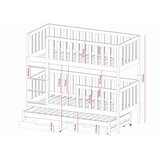 Molarem Home Drveni dječji krevet na kat Lea s tri kreveta i ladicom - kašmir - 200x90 cm - Bez madraca | shoptok.hr