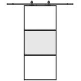  Klizna vrata s priborom crna 90 x 205 cm kaljeno staklo | shoptok.hr