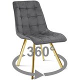  Okretna stolica CIEZA 360, tamnosivi baršun, zlatne metalne noge | shoptok.hr