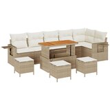 vidaXL Set Vrtnih Sofa s Jastučićima u Bež Boji Poli Ratan Akacija, Set Vrtne Trpeze s Jastučićima u Bež Boji Poli Ratan Akacija | shoptok.hr