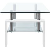 Stolić za kavu bijeli i prozirni 95x55x40 cm od kaljenog stakla | shoptok.hr
