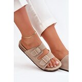 Boto Women's Sandals With Golden Buckles And Stitching Beige Lunera | Shoptok.si