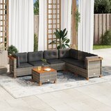 Maison Chic Seti vrtnega pohištva - Vrtna garnitura - Vrtni pohištvo set 7-delna z blazinami siv poli ratan, (21802929) | Shoptok.si