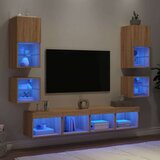 vidaXL Komplet TV omaric LED 8-delni sonoma hrast inženirski les | Shoptok.si