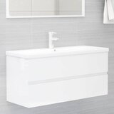 vidaXL Omarica za umivalnik z vgradnim umivalnikom visok sijaj bela | Shoptok.si