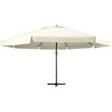 vidaXL Zunanji senčnik z aluminijastim drogom 600 cm peščeno bel | Shoptok.si