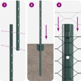 vidaXL Stupovi ograde 11 kom U-kanal Zelena 140 cm Čelik | shoptok.hr