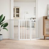  Vrata za pse s 3 panela sklopiva bijela 150 cm od drva topole | shoptok.hr