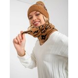 Fashion Hunters Women's camel-black winter scarf Cene