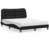 Krevet s madracem Hvar crno-bijeli 140 x 190 cm od umjetne kože | Eponuda.com