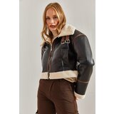 Bianco Lucci Women's Collar Belted Laminated Jacket | Eponuda.ba