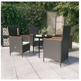  Vrtna garnitura - 4-dijelni vrtni blagovaonski set s jastucima crni Crna i smeđa Dužina stola 80 cm 4 | shoptok.hr