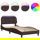vidaXL Posteljni okvir z LED lučkami temno rjav 80x200 cm tkanina, (21095134) | Shoptok.si