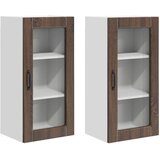  Zidni stakleni ormarić LUCCA 2 pcs Smeđi hrast 40 x 31 x 80 cm | Eponuda.com