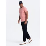 Ombre BASIC men's classic cotton tee-shirt with a v-neck - pink | shoptok.hr