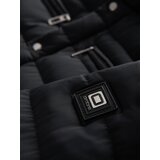 Ombre Men's lightweight jacket of combined materials with hood and decorative quilting - black | shoptok.hr