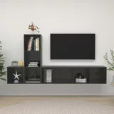 Sijaj 3-dijelni set TV ormarića visoki sjaj sivi od iverice