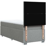 vidaXL Box spring postelja z vzmetnico svetlo siva 90x200 cm blago | Shoptok.si