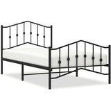 Metalni okvir kreveta s uzglavljem i podnožjem crni 100x190 cm | Shoptok.si