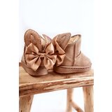 Boto Girls' Warm Snow Boots With Bows Beige Meriva | Shoptok.si