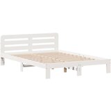 vidaXL Posteljni okvir brez vzmetnice bel 160x200 cm trdna borovina | Shoptok.si